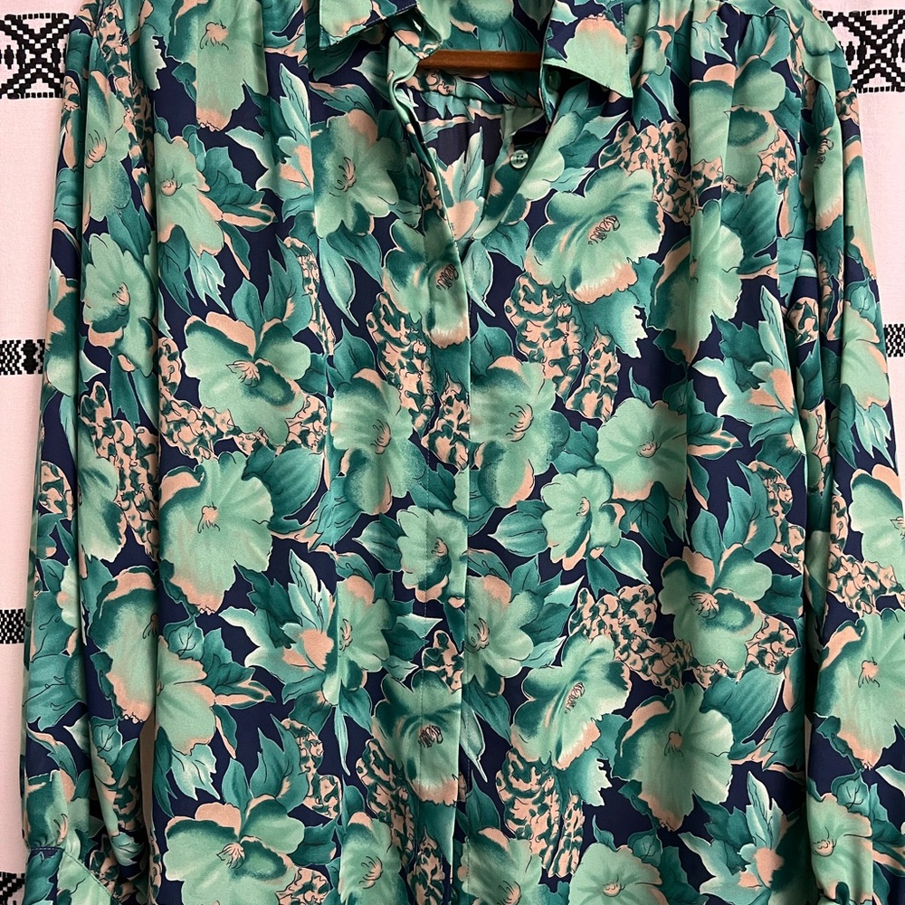 Floral Green Women’s button up Shirt